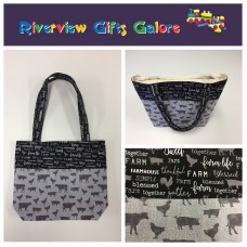 Medium Tote Bag - Farm Sweet Farm - Charcoal and Animals Medium Tote Bag - Farm Sweet Farm - Charcoal and Animals